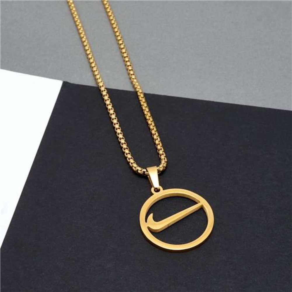 NEW NIKE GOLD NECKLACE PLATED METAL 20" INCH CHAIN WITH ADJUSTER SWOOSH
